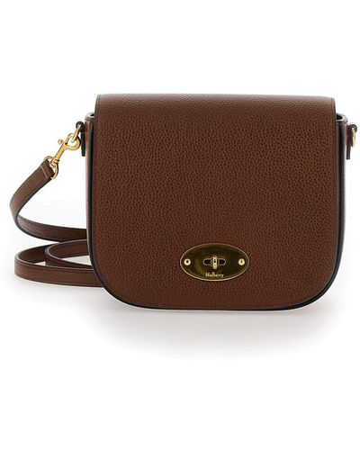 Mulberry 'Small Darley' Crossbody Bag With Engraved Logo - Brown