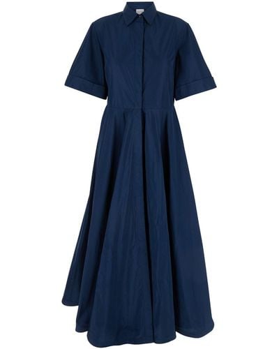 Sara Roka Popline Midi Dress - Blue