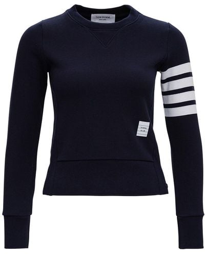 Thom Browne Jersey Sweatshirt With 4Bar Detail - Blue
