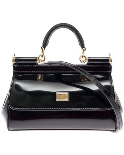 Dolce & Gabbana Dolce & Gabbana Woman's Sicily Patent Classic Handbag - Black