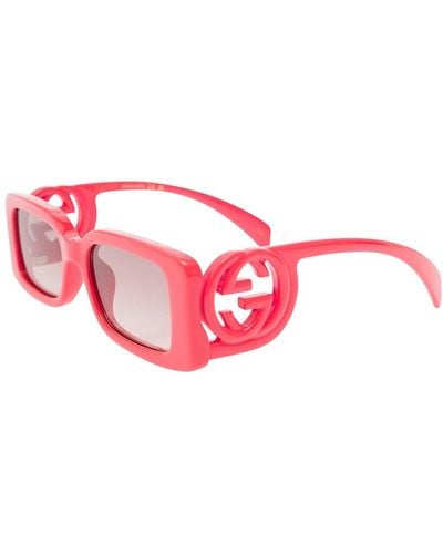 Gucci 'Gg1325S' Rectangular Sunglasses With Interlocking Gg Cut-Ou - Pink