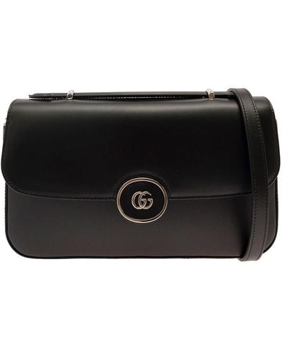 Gucci 'Petite Gg' Shoulder Bag With Double G Detail - Black