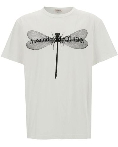 Alexander McQueen T-shirt libellula in bianco