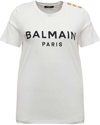 Balmain Organic Cotton T-Shirt With Logo - White