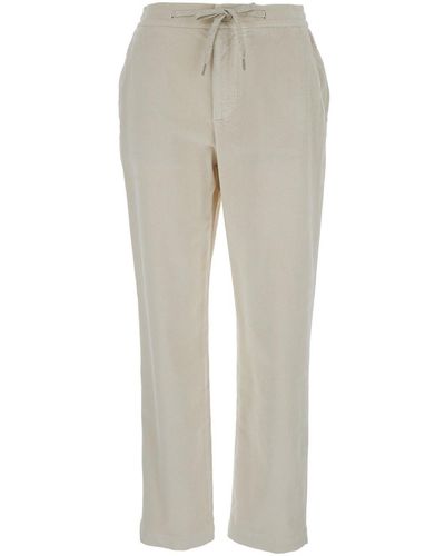Eleventy Pantalone Con Coulisse In Velluto A Coste Beige Donna - Grey
