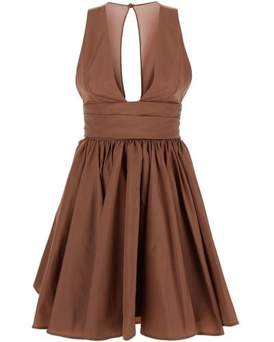 Pinko Sleeveless Mini Dress With Pinces - Brown