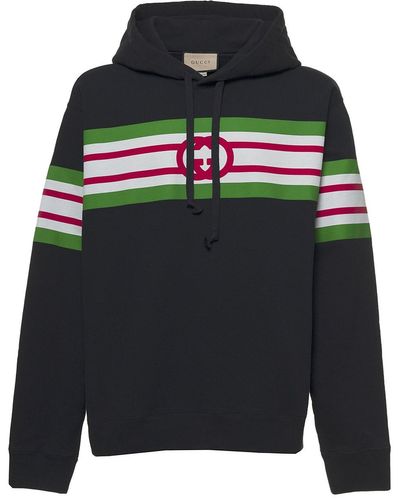 Gucci Man's Cotton Hoodie With Logo - Black
