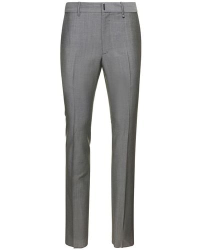 Givenchy Slim Pants With Metallic Logo Detail - Gray