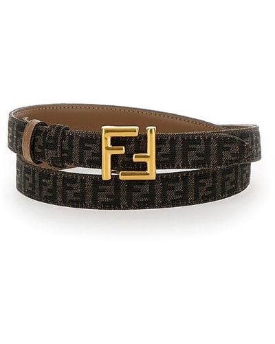 Fendi Reversible Belt With Ff Buckle - Brown