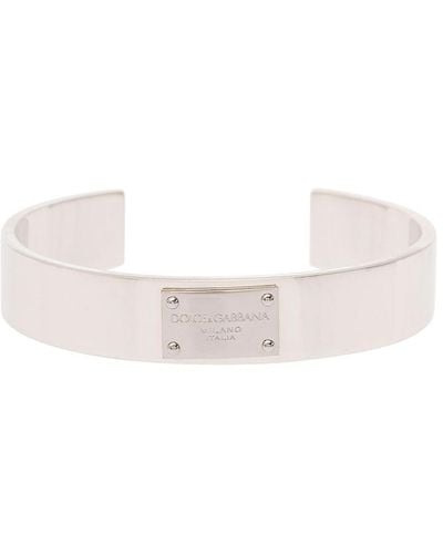 Dolce & Gabbana Logo-plaque Cuff Bracelet - White