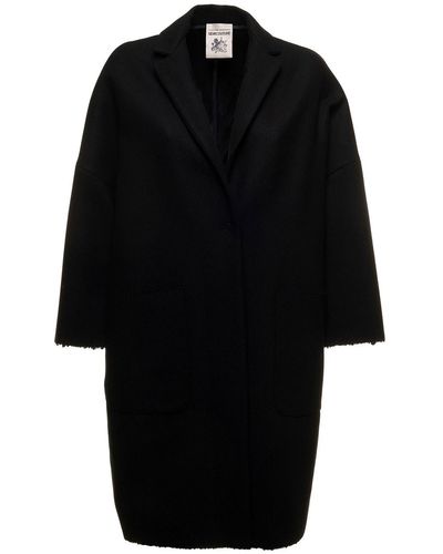 Semicouture Cocoon Coat In Wool Cloth Woman - Black