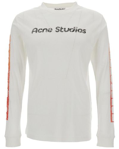 Acne Studios Long Sleeve Crew Neck T-Shirts - White