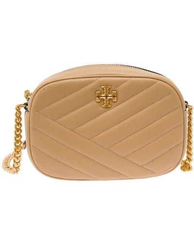 Tory Burch 'Kira' Crossbody Bag With Double T Detail - Natural
