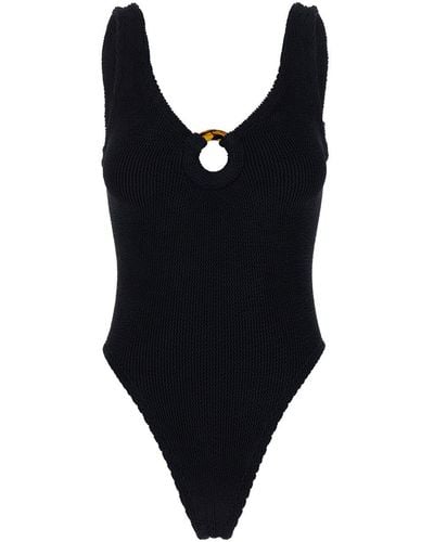 Hunza G 'Celine' One-Piece Swimsuit With Ring Detail - Black