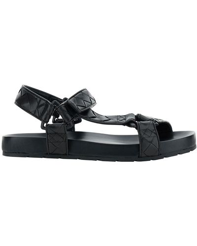 Bottega Veneta 'Flat Trip' Sandals With Intreccio Motif - Black
