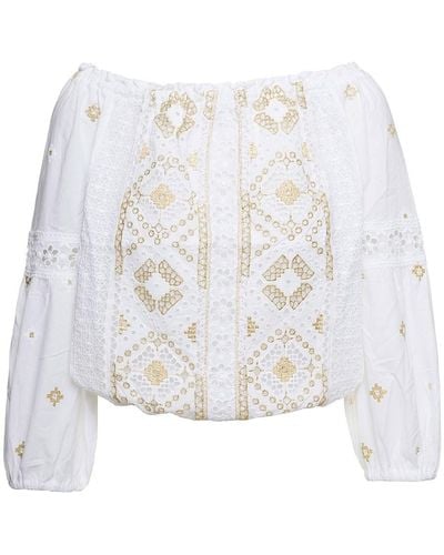 Temptation Positano Off-Shoulder Embroidered Blouse - White