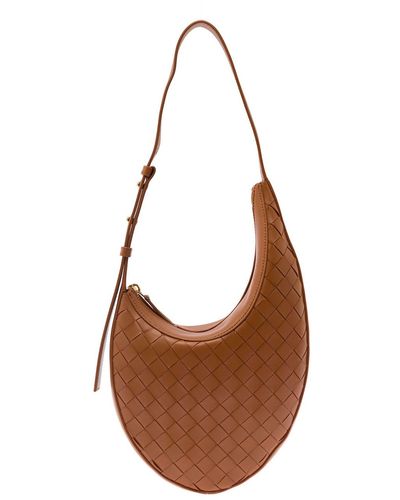 Bottega Veneta 'Hobo Drop' Shoulder Bag With Intreccio Motif In - Brown