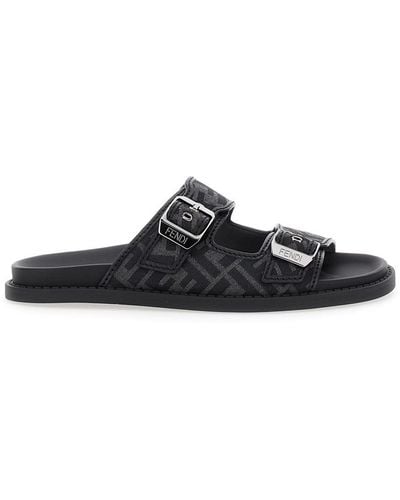 Fendi ' Feel' And Sandals With Engraved Logo - Black