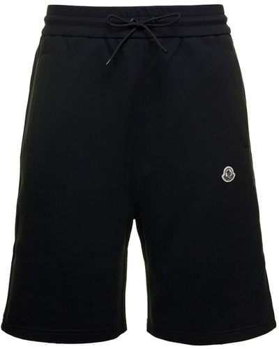 Moncler Genius Bermuda Shorts With Logo Patch And Drawstring In - Black