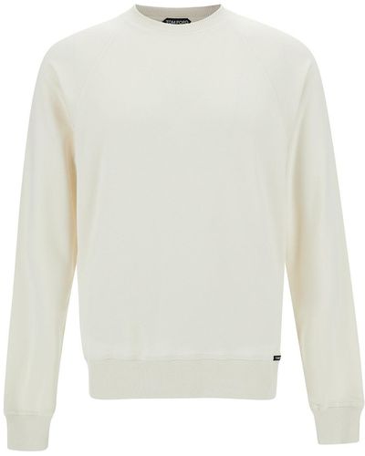 Tom Ford Crewneck Sweatshirt With Logo Patch - White