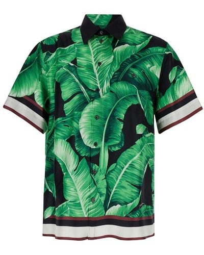 Dolce & Gabbana All-Over Leaf Print Shirt - Green