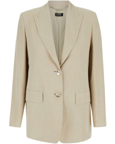 Liu Jo Single-Breasted Jacket With Buttons - Natural