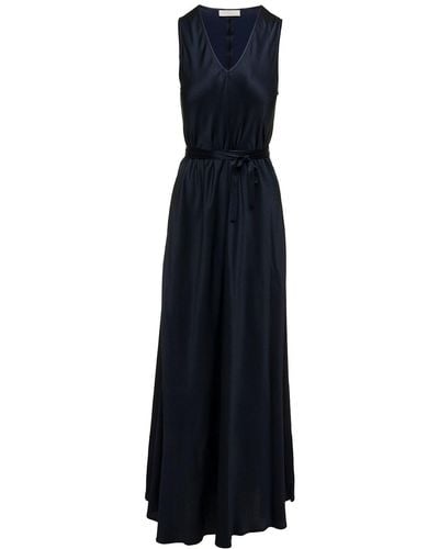 Antonelli Woman's Luxor E Satin Long Dress With Bow - Blue