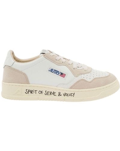 Autry 'Medalist' Low Top Trainers With Suede Details - White