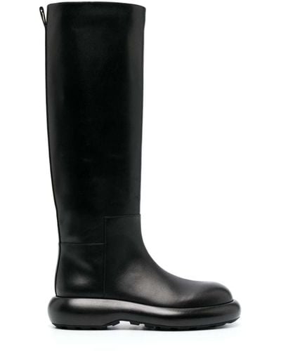 Jil Sander Knee-high Flat Leather Boots - Black