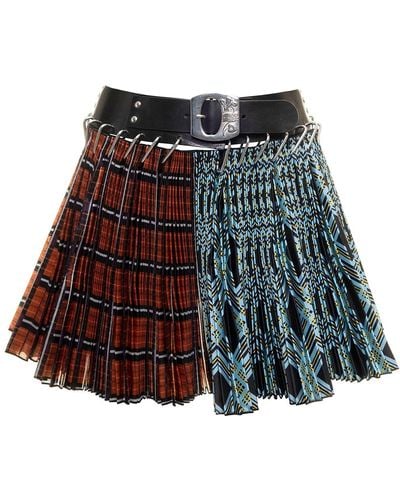 Chopova Lowena Black belt argyle mini skirt - Rosso