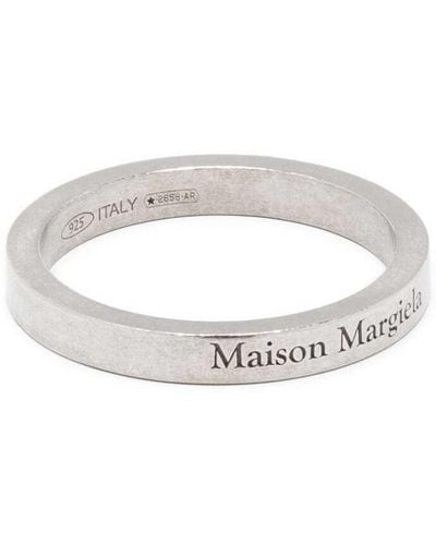 Maison Margiela Ring With Logo Lettering Engraving - White