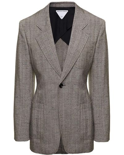 Bottega Veneta Single-Breasted Slim-Fitted Jacket With Single But - Grey
