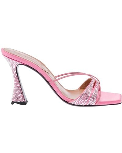 D'Accori Slip-On Sandals With All-Over Rhinestone - Pink