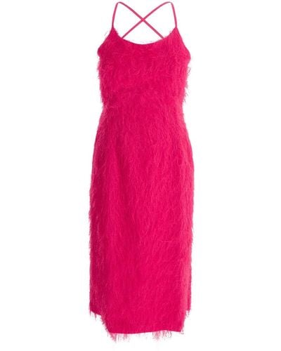 Twin Set Frayed Midi Dress - Pink