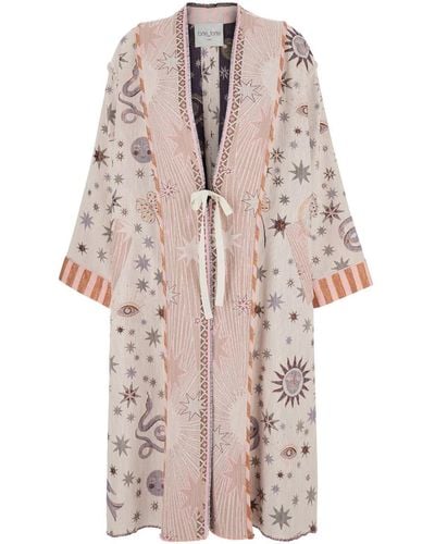 Forte Forte Robe Coat With Love Alchemy Embroideries And Print In - Pink