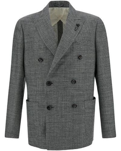Lardini Double-Breasted Blazer With Buttons - Grey