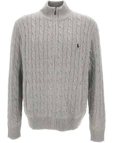 Polo Ralph Lauren Zip-Up Jumper With Pony Embroidery - Grey