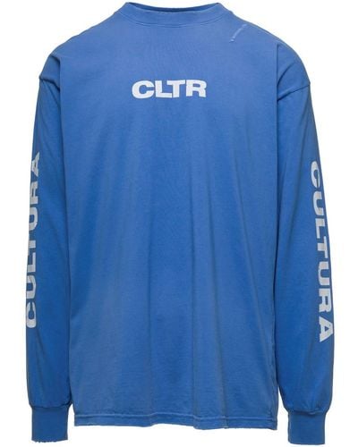 Cultura Crewneck Sweatshirt With Contrasting Cltr Print - Blue
