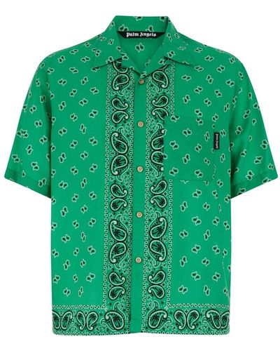 Palm Angels Bowling Shirt With Paisley Print - Green