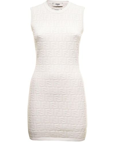 Fendi Viscose Ff Dress Woman - White