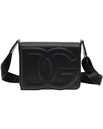 Dolce & Gabbana 'Medium Dg Logo' Crossbody Bag With Quilted Logo - Black
