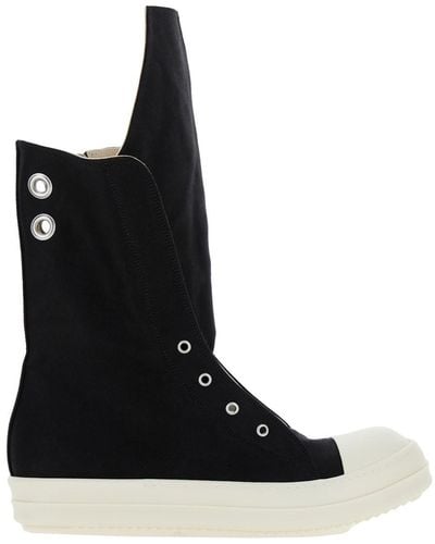 Rick Owens Sneakers With Oversize Tab - Black