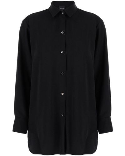 Plain Maxi Shirt With Buttons - Black