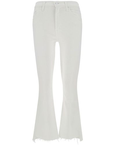 Mother Cropped Jeans With Flared Bottom - White
