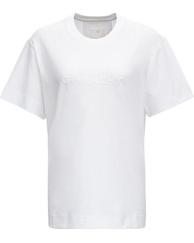 Givenchy T-shirt bianca di cotone con logo - Bianco