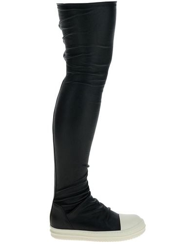Rick Owens Knee-High Sneakers With Platform - Black