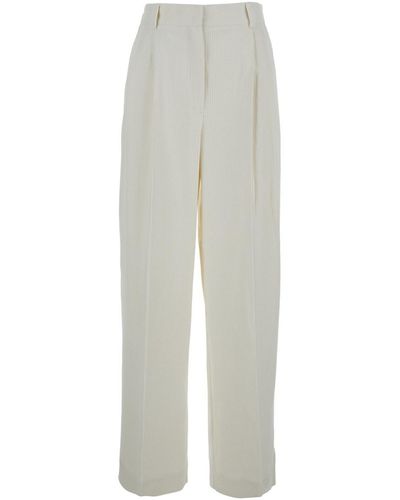 Totême High-Waist Trousers With Pences - White