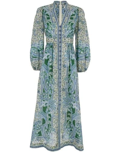 Zimmermann Long Dress With Floral Print - Green