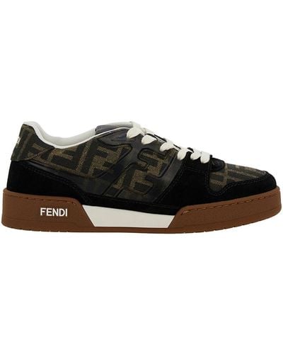 Fendi ' Match' Low Top Sneakers With Ff Appliqué - Black