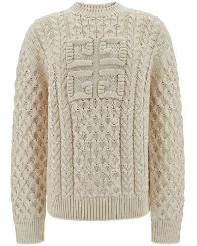 Givenchy Oversized Ivory Sweater With 4G Logo - Natural